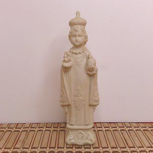 Infant of Prague Vintage Figurine - Christianity Statue 7" Tall JHS